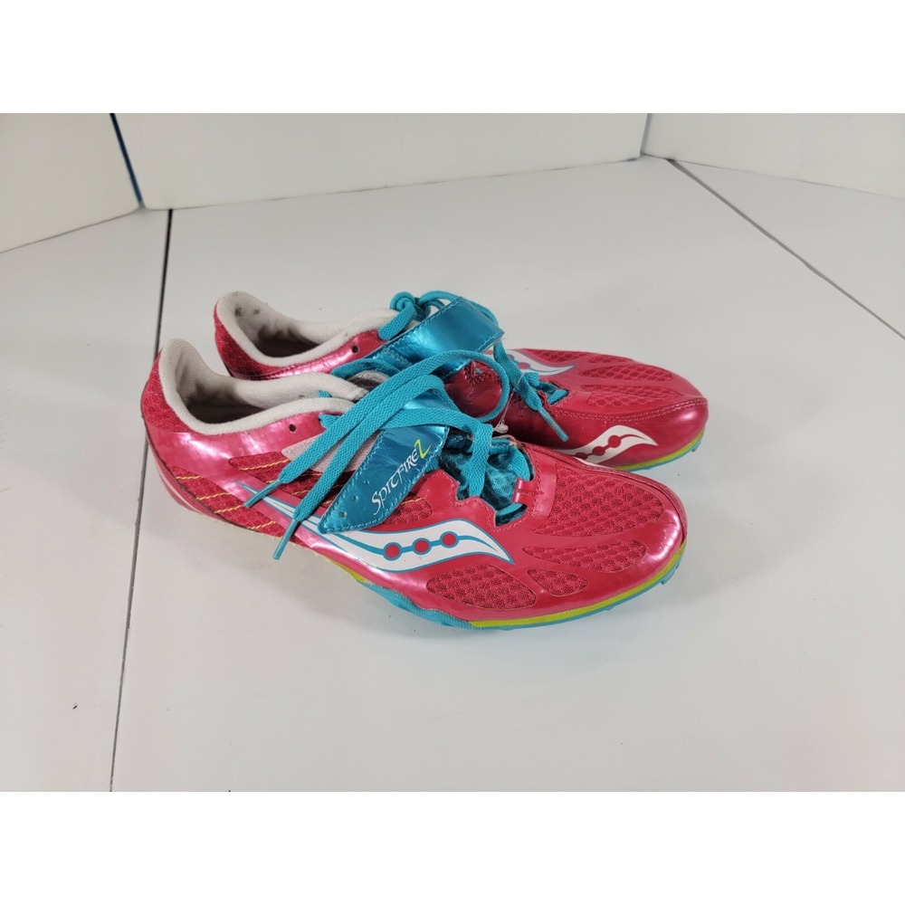 Saucony Womens Spitfire 2 Running Shoes Size US 9.5 EUR 41 Pink Blue Clean 10187